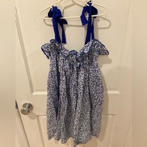 Girls Casey Marks blue floral tie dress